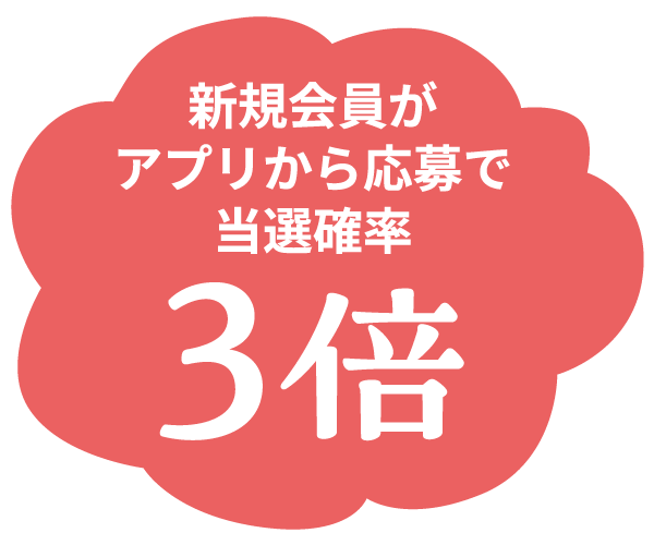 新規会員がアプリからの応募で当選確率が3倍